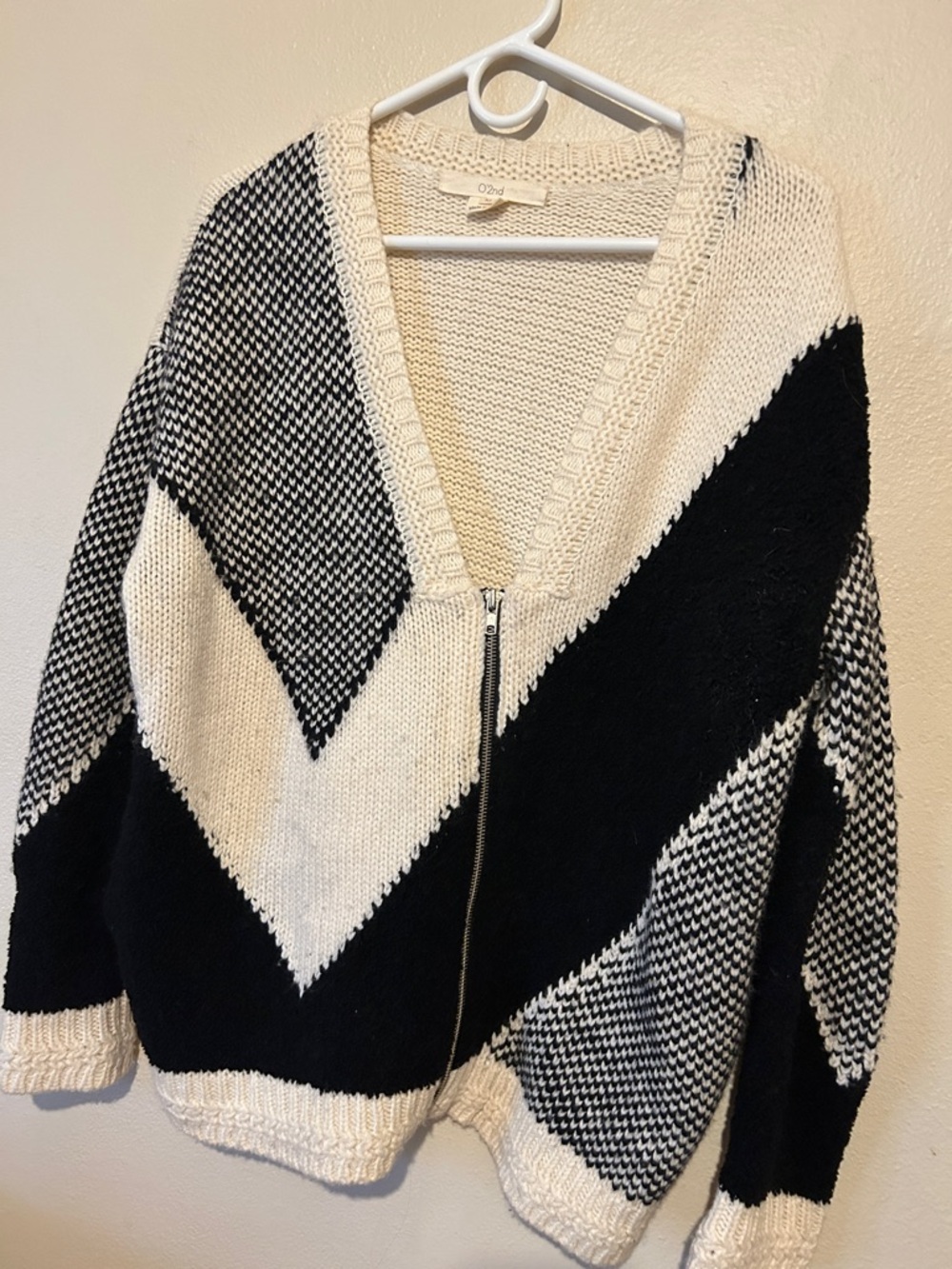O’2nd wool blend Chevron Zip-Front Women's Sweater